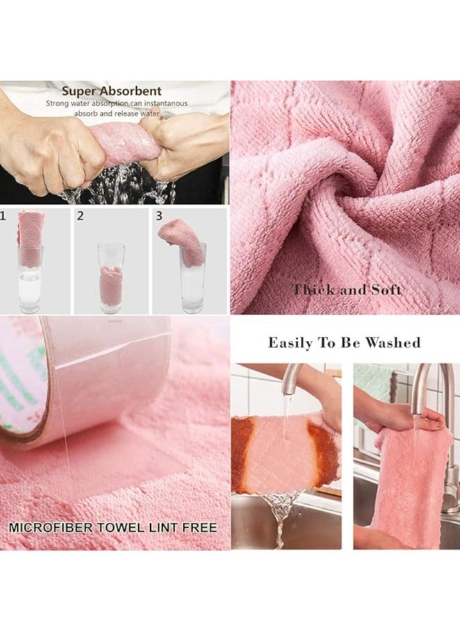 10 Pack Kitchen Towels Quick Dry Washcloths, Coral Velvet Dishtowels Multipurpose Reusable Cloths, Soft Tea Absorbent Cleaning Cloths Double-Sided Microfiber Lint Free Rags. - Image 3