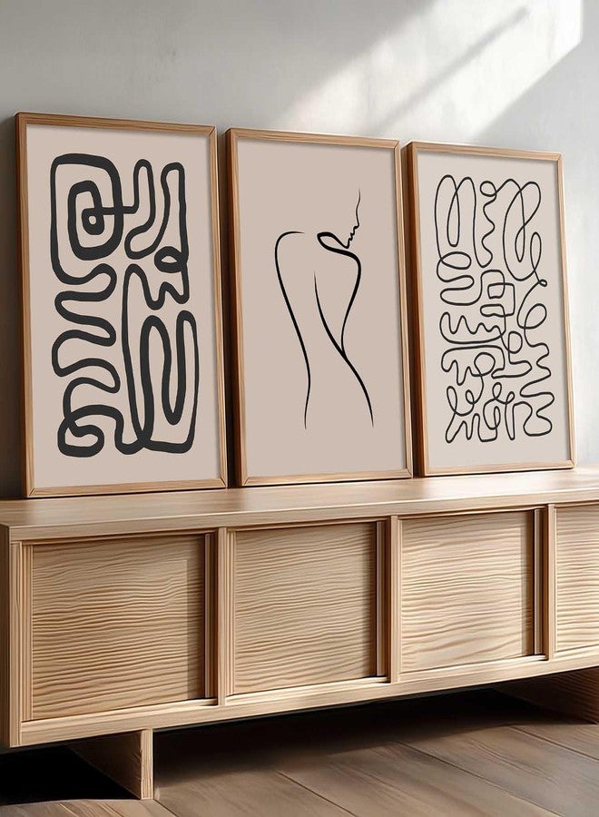 HOTHOUSE Decorative Modern Wall Art Print With Frame Abstract Paintings For Living Room Bed Room Hotel Wall Decor Digital Reprint Set of 3 (13X17 inch) - Image 4