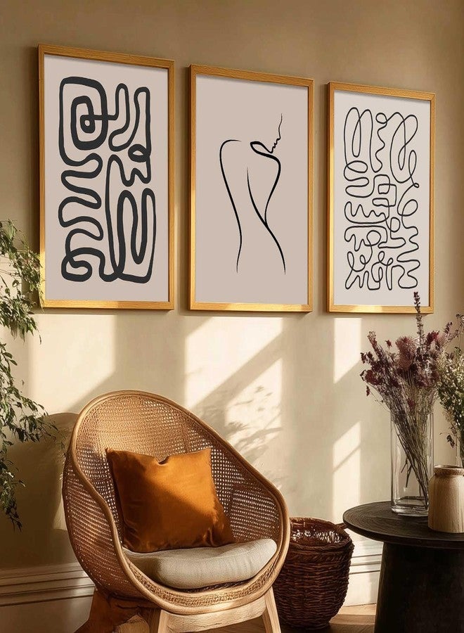 HOTHOUSE Decorative Modern Wall Art Print With Frame Abstract Paintings For Living Room Bed Room Hotel Wall Decor Digital Reprint Set of 3 (13X17 inch) - Image 3