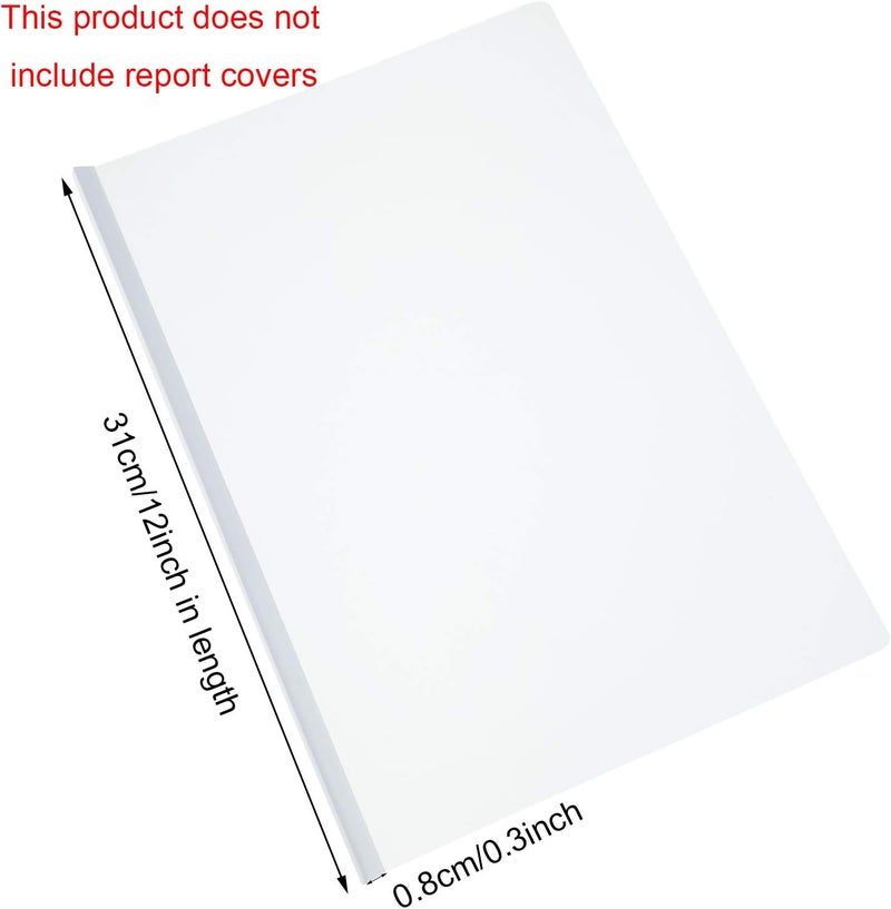Pelopy 20 Pack Binding Bars Slide Grip, 40 Sheets Capacity, Plastic Slide for School Office Report Cover A4 Spine(White,0.8 cm) - Image 2