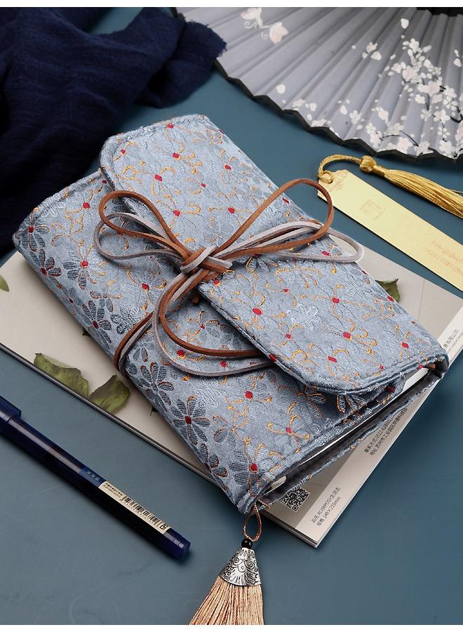 Bluejw Vintage Pocket Fabric Handbook Suit Ins Japanese A6 Cute High Color Value Loose-leaf Grid Notebook Handbook - Image 4