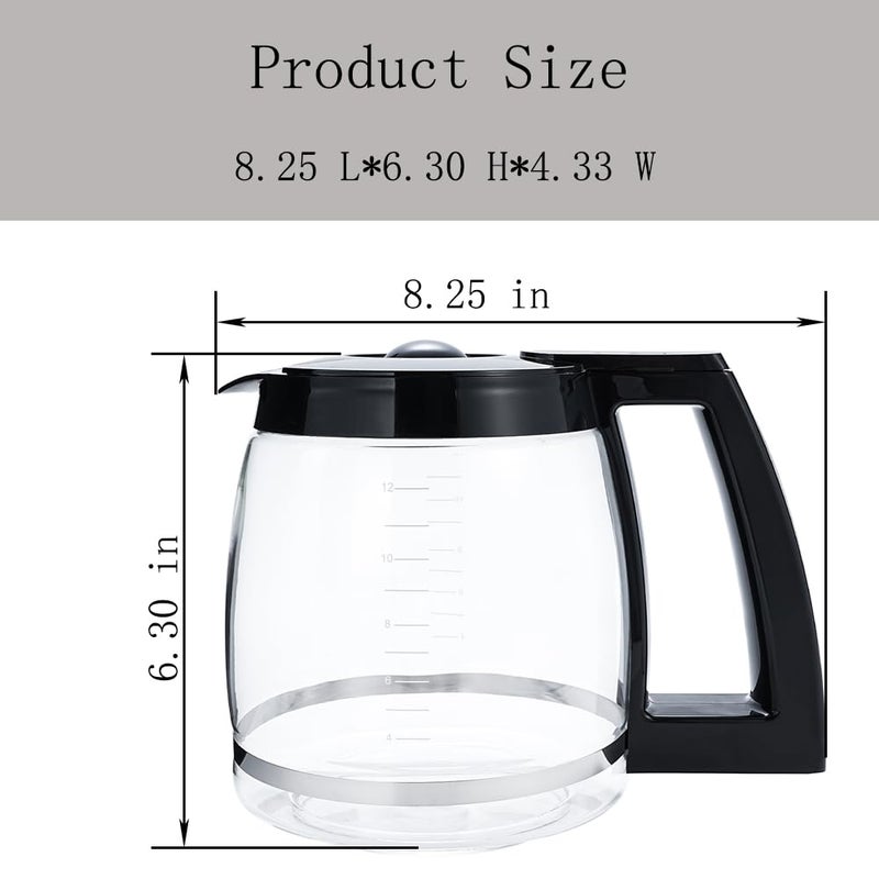 12 Cup Glass Coffee Carafe - Black Replacement Carafe for Coffee Makers - Image 3