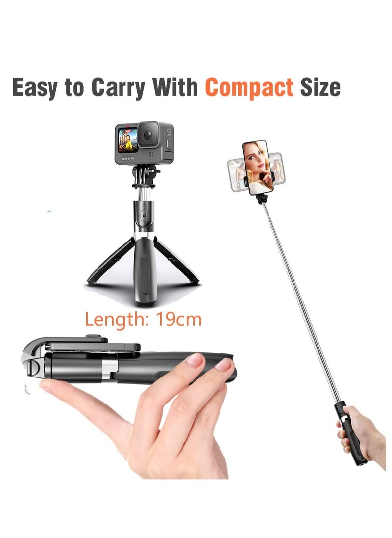 Raxoom - Selfie Stick, 3 in 1 Extendable Selfie Stick Tripod with Detachable Bluetooth Wireless Remote Phone Holder for iPhone 12/Xs/iPhone 8/iPhone 11/11pro, Galaxy S10/S9 Plus/S8/Note8, LG (L02, Black) - Image 1