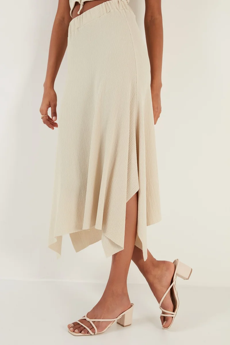 ليلا Asymmetrical Slim Cut Knitted Skirt Women's Skirt 5865017