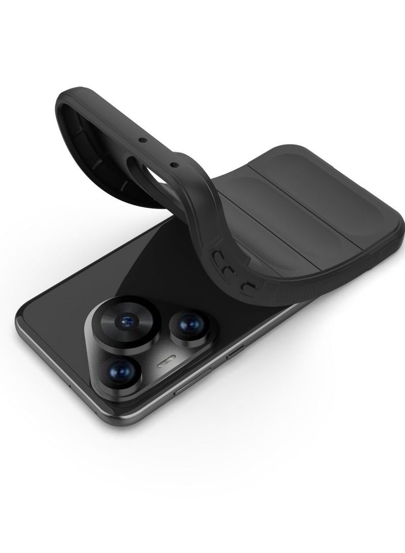 HUAWEI بورا 70 برو حالة الهاتف المحمول ، الثقيلة نمط الشريط 3D ، لمسة ناعمة ، سيليكون حماية كاملة ، صدمة برهان ، أسود