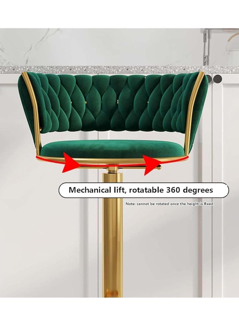 DubaiGallery Luxury bar Stool,Modern Round Adjustable Reception Chair, Gold Velvet Bar Chair, Kitchen high Dining Chair , Height Adjustable and 360° Swivel. Suitable for bar, Home, offce, Cafe - Image 4