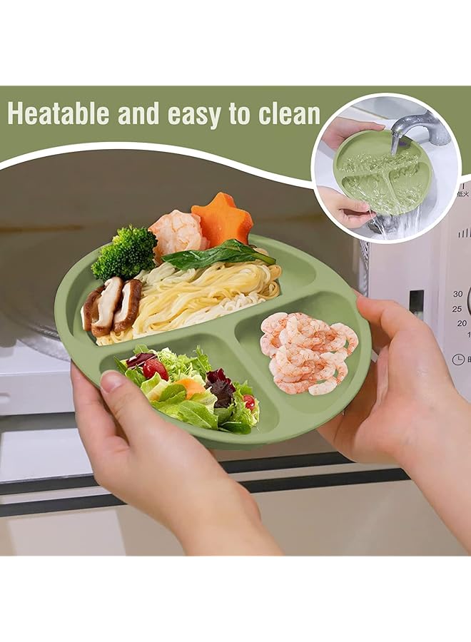 هوكور مجموعة تغذية الطفل، لوازم فطام الطفل، مع وعاء شفط وطبق مقسم، ومجموعة أطباق إطعام الطفل مع ملاعق وشوك وكوب شرب ومريلة قابلة للتعديل وأدوات طعام للأطفال من عمر 6 أشهر فما فوق (أخضر) - Image 4