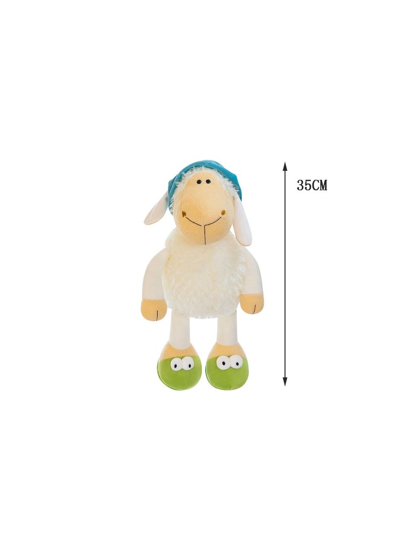 35 CM Cute Sheep With Hat Plush Toy Soft Stuffed Cartoon Animals Doll For Girls And Boys All Ages Gift - Image 2