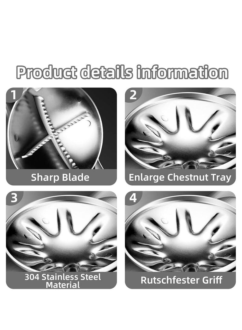 GUDOO مشبك كستناء وفتّاحة مكسرات (ستانلس ستيل 304)، قاطع كستناء ومكسر جوز 2 في 1 عالي التحمل، أداة مطبخ متعددة الاستخدام للمكسرات والفواكه المجففة. - Image 2