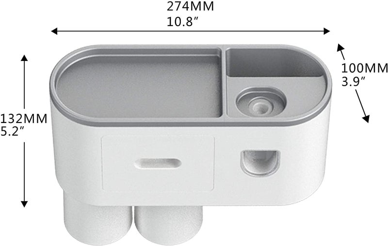 TGOPIT Toothbrush Holder Wall Mounted Automatic Toothpaste Dispenser Squeezer Kit With Holders For BathroomShelf Magnetic Cups Toothpaste Holder2 CupAbs Plastic White - Image 3