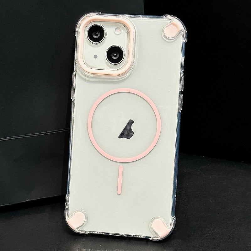 erorex For iPhone 15 Contrast Color Airbag Magsafe TPU Full Coverage Phone Case(Pink) - Image 1