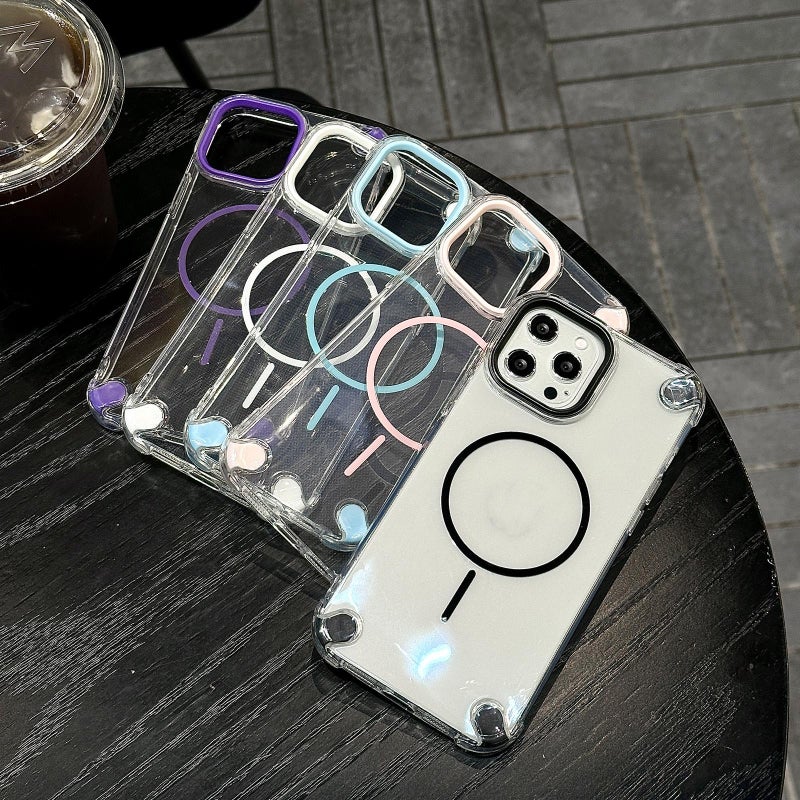 erorex For iPhone 15 Contrast Color Airbag Magsafe TPU Full Coverage Phone Case(Pink) - Image 2