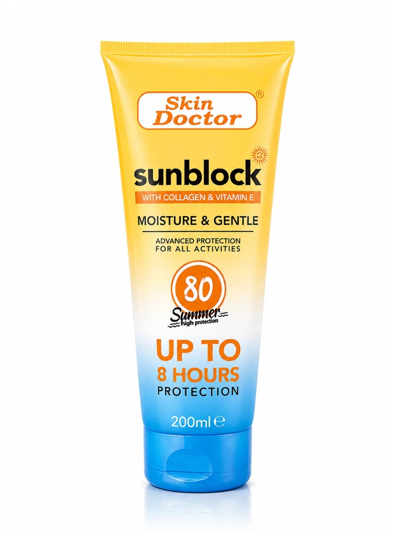 Skin Doctor Sunblock SPF 80 with Collagen & Vitamin E, 200ml - Image 1