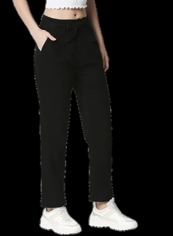 Women Black Relaxed Fit Stretchable High-Rise Jeans