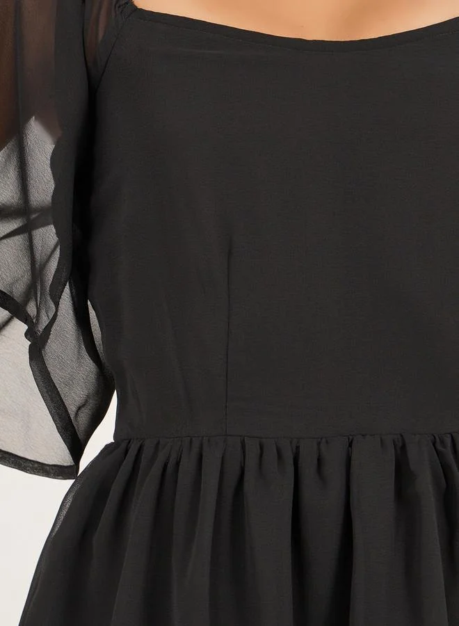 Styli Tiered Chiffon Dress