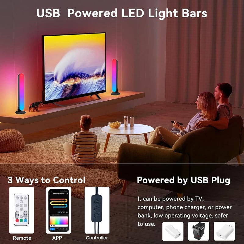 أشرطة إضاءة LED ذكية، 10.4 بوصة RGBIC WiFi أضواء ألعاب محيطة USB مع تحكم عن بعد وتطبيق ووحدة تحكم، مزامنة الموسيقى، إضاءة خلفية للتلفزيون متوافقة مع Alexa وGoogle Assistant، عبوة من قطعتين - Image 4