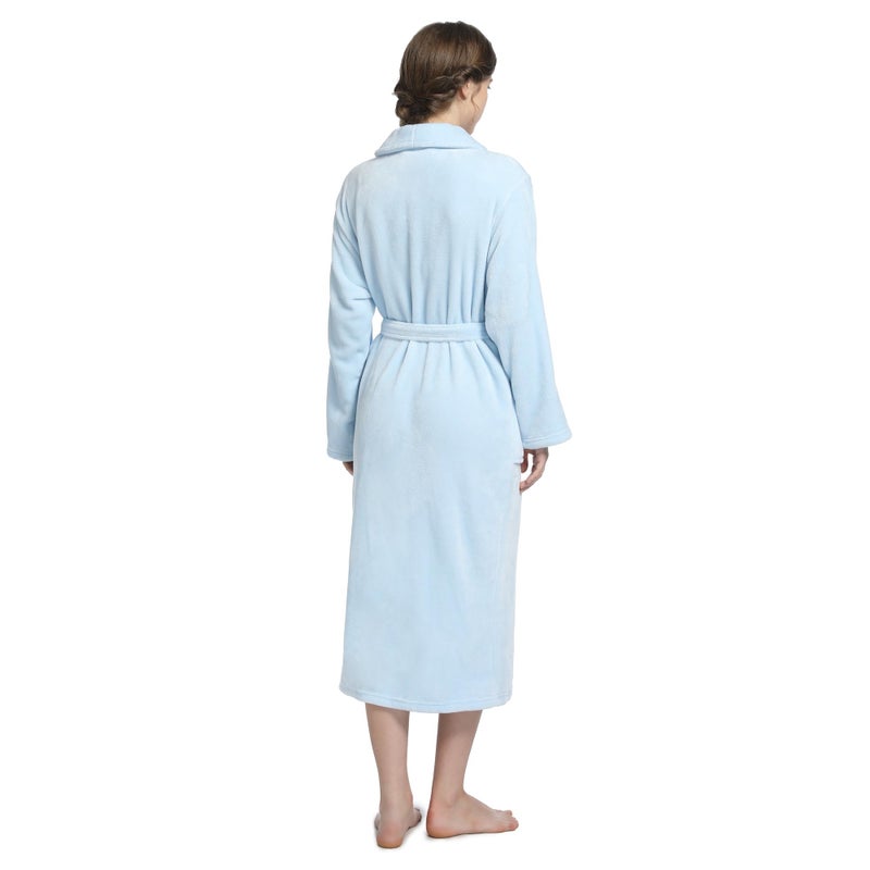 Eonkasp Plush Soft Robes for Women, Premium Fleece Womens Robe Cozy Warm Bathrobe, Light Blue, S-M - Image 2