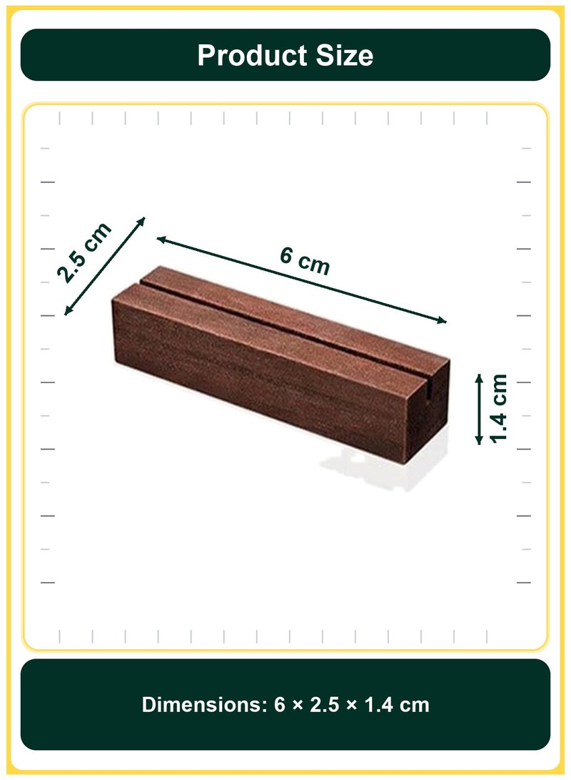 PAPERSAY 10-Pack Wooden Seat Card Holders, Black Wooden Table Number Holder, Name Seat Card Holder, Event Party Tabletop Sign Holder, Wedding and Birthday Photo, Picture and Postcard Holder (Brown, 2.5*6*1.4cm) - Image 2