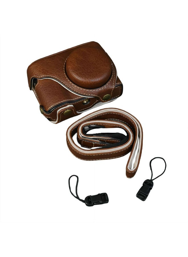Case Compatible with TZ99 Digital Camera, PU Leather Protective Cover for Panasonic DC-ZS99 Tz99, Camera Case with Adjustable Shoulder Strap With 1/4 Inch Screw at The Bottom (Brown) - Image 1