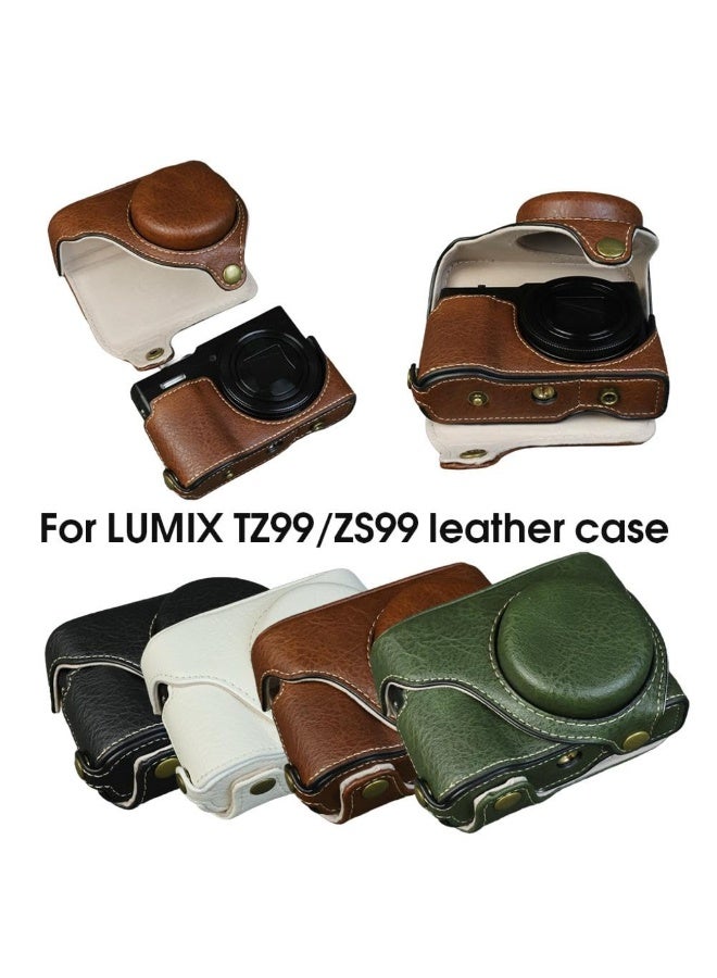 Case Compatible with TZ99 Digital Camera, PU Leather Protective Cover for Panasonic DC-ZS99 Tz99, Camera Case with Adjustable Shoulder Strap With 1/4 Inch Screw at The Bottom (Brown) - Image 2