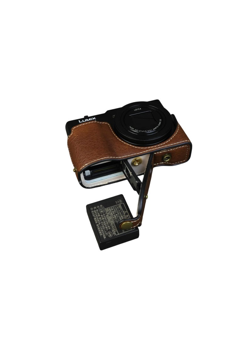 Case Compatible with TZ99 Digital Camera, PU Leather Protective Cover for Panasonic DC-ZS99 Tz99, Camera Case with Adjustable Shoulder Strap With 1/4 Inch Screw at The Bottom (Brown) - Image 5