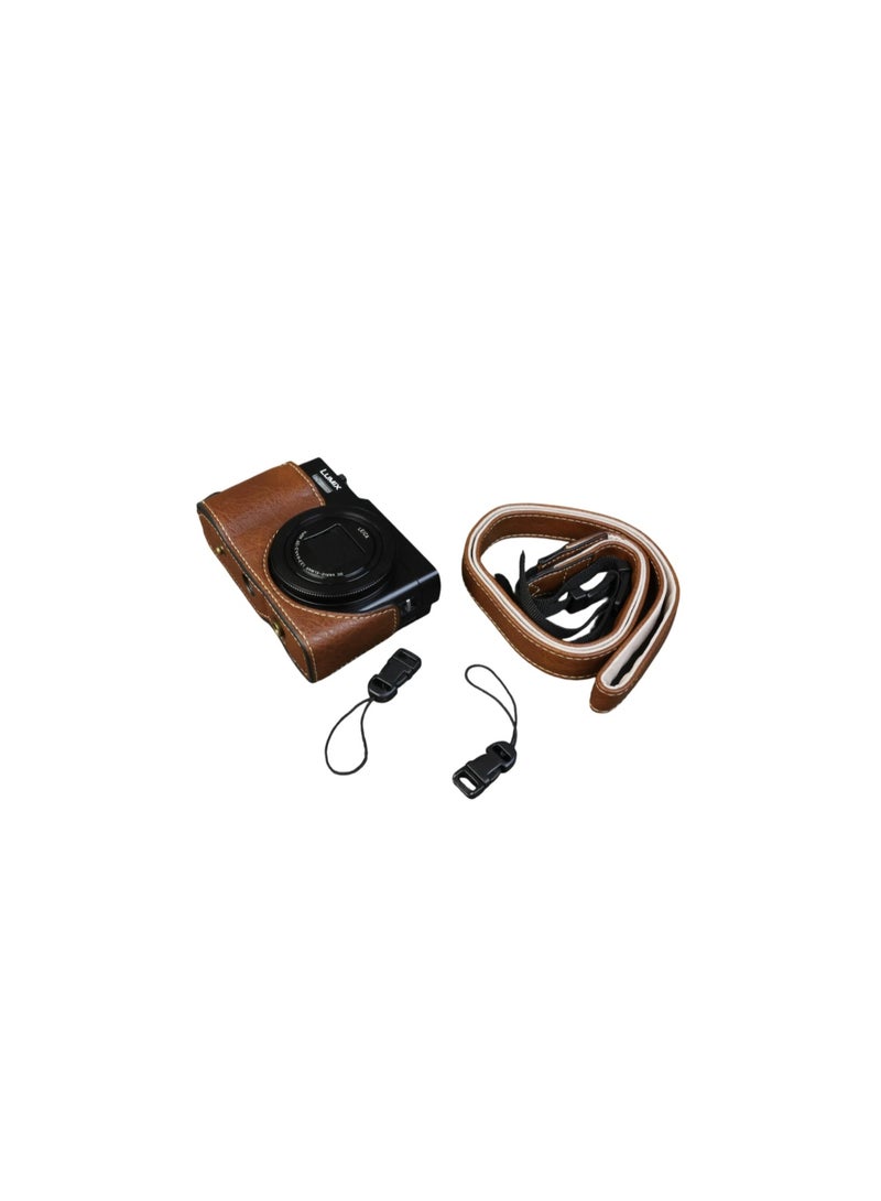 Case Compatible with TZ99 Digital Camera, PU Leather Protective Cover for Panasonic DC-ZS99 Tz99, Camera Case with Adjustable Shoulder Strap With 1/4 Inch Screw at The Bottom (Brown) - Image 4