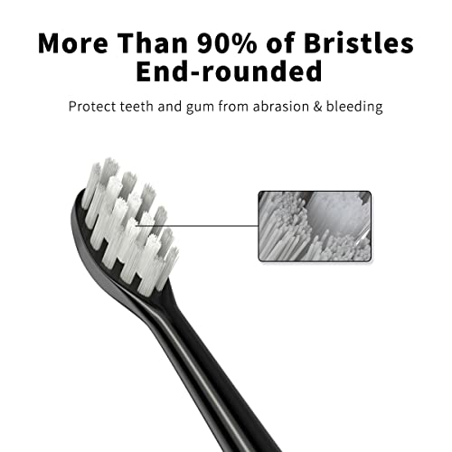 Othanary Replacement Toothbrush Heads Compatible with TAO Clean Electric Toothbrush Heads W Shape Design Planted with Nylon Bristle Black - Image 5
