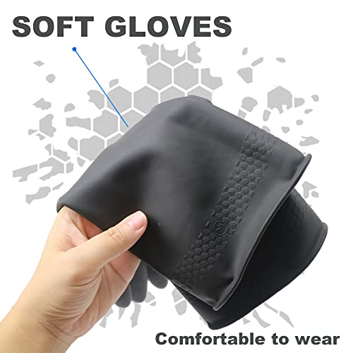 ROYAKI Chemical Resistant Latex Gloves, Reusable Lab Gloves, Cleaning Protective Safety Work Heavy Duty Rubber Gloves, 12.6", Black 1 Pair Size Large - Image 5
