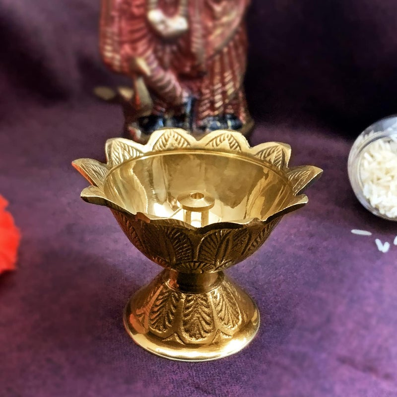 Ajay's Shoppe Ajays Shoppe Brass Jyoti Deepak Diwali Devdas Jyoti Diya Oil Lamp for Puja Home Decor Deepak for mandir Brass Diya Extra Deep Small  - Image 2