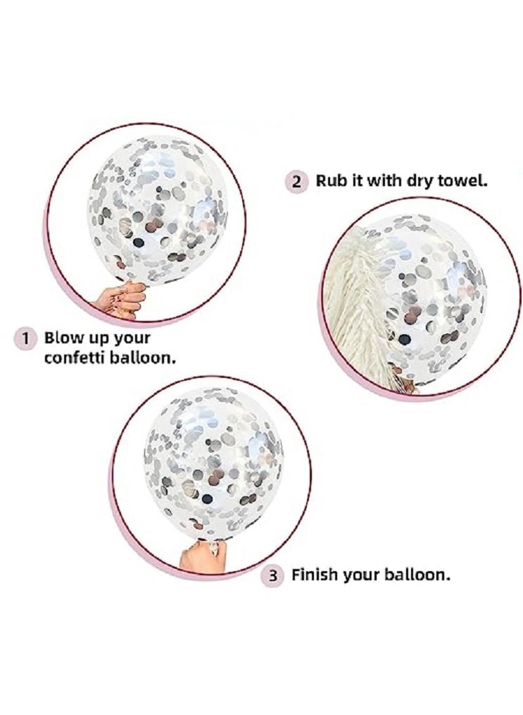 Boxwoods White Blue Silver Chrome And Confetti Balloons For Birthdays Baby Shower Party - Image 3