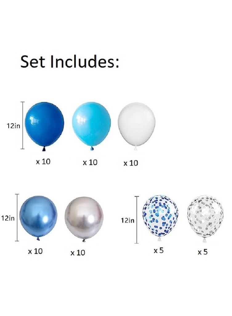 Boxwoods White Blue Silver Chrome And Confetti Balloons For Birthdays Baby Shower Party - Image 2