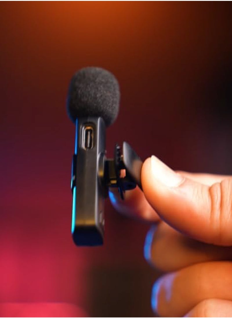 GREEN LION - 3 In 1 Wireless Microphone / 60mAh Battery Capacity / USB-A / Type-C / Lightning Plugs / 20m Accessible Reception / -42DB Sensitivity / Highly Sensitive / Digital Silicon Microphone / 64DBM Adaptive Noise Reduction / Clear Timbre / Plug & Play - Black - Image 1