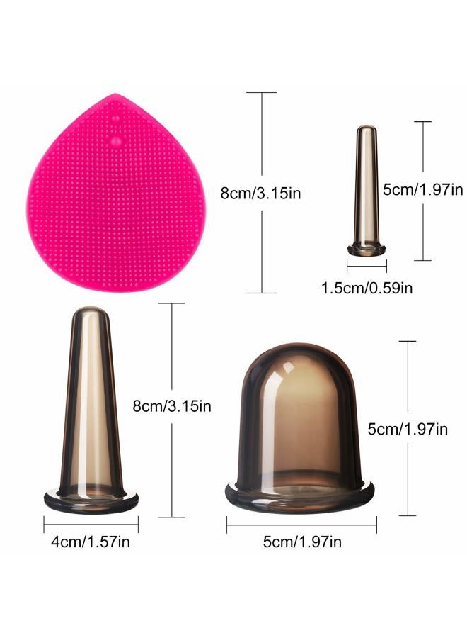 BBTO Silicone Facial Cupping Set, Vacuum Massage Cup Kit for Body, Face, Neck, Back, and Eye, 6 Cups and Exfoliating Brush(Black) - Image 2