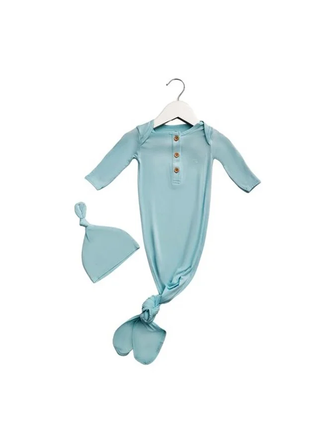 Anvi Baby Organic Bamboo Knotted Gown and Beanie Set  Soft Sage 0-3 months
