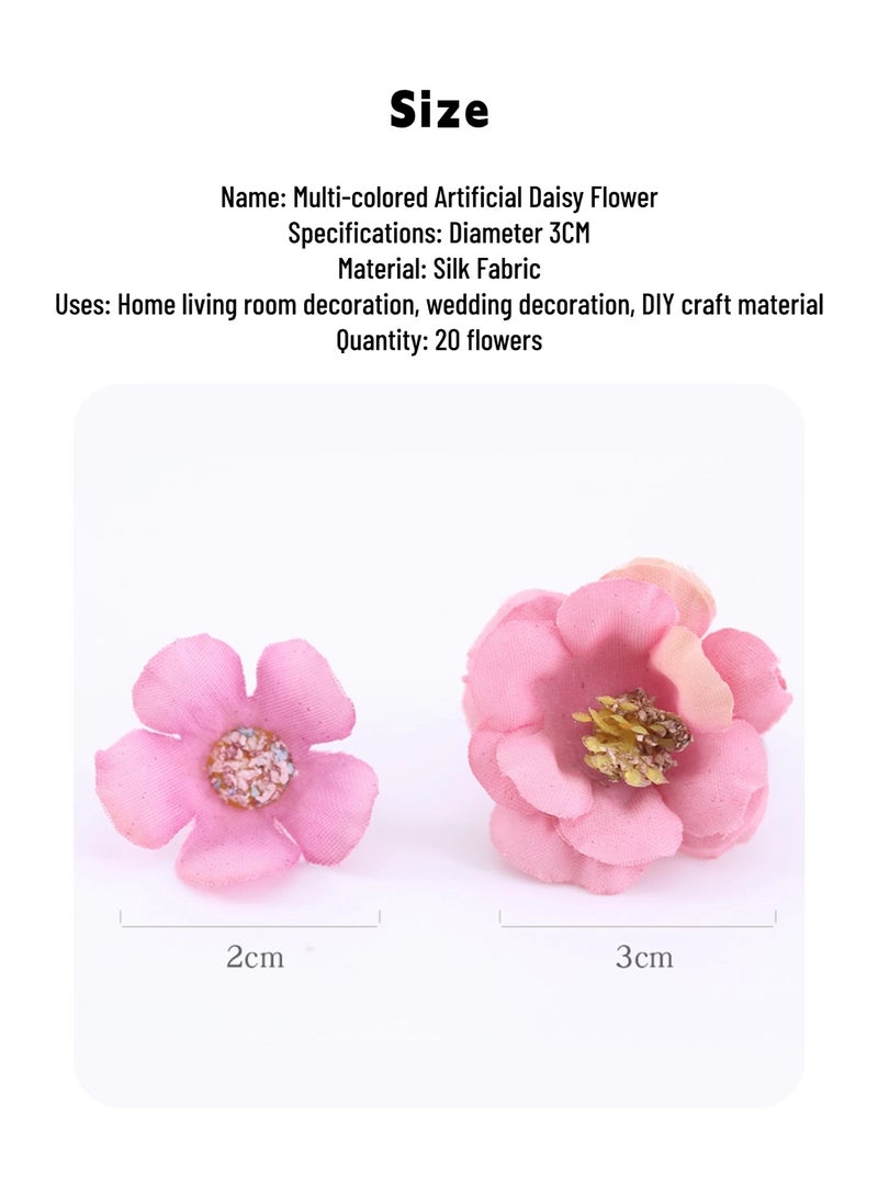 DIY Artificial Flowers 20pcs – Multi-Colored Silk Daisy Flowers for Crafts, Wedding Decoration, Resin Art & Home Decor - Image 2