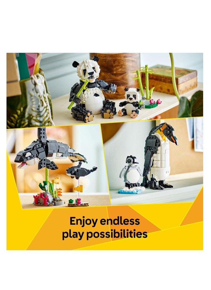 LEGO - LEGO Wild Animals Panda Family - Transforms Into Penguin Figure Or Orca Whale - Building Set Toy 31165 - Image 1