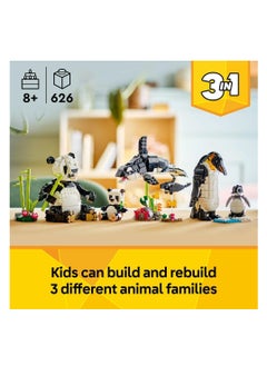 LEGO LEGO Wild Animals Panda Family - Transforms Into Penguin Figure Or Orca Whale - Building Set Toy 31165  - Image 3
