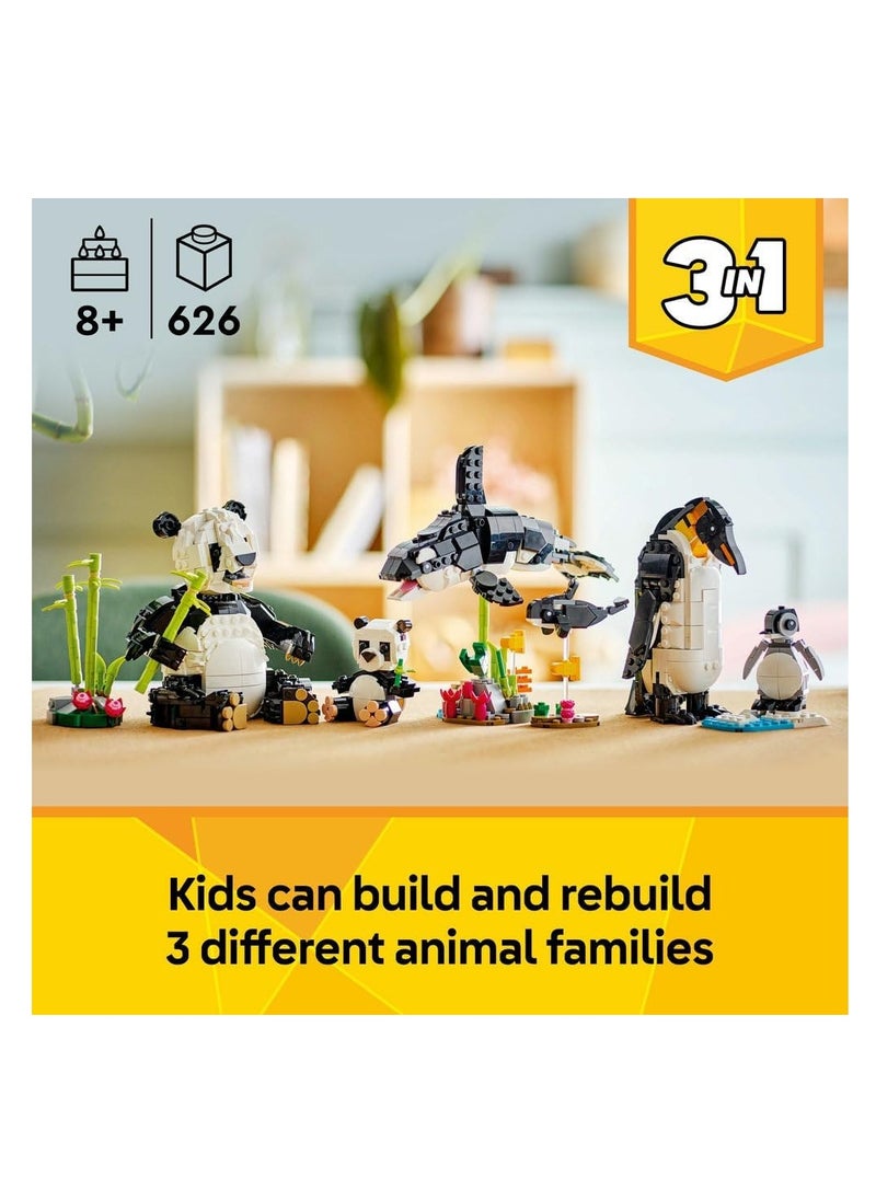 LEGO - LEGO Wild Animals Panda Family - Transforms Into Penguin Figure Or Orca Whale - Building Set Toy 31165 - Image 1