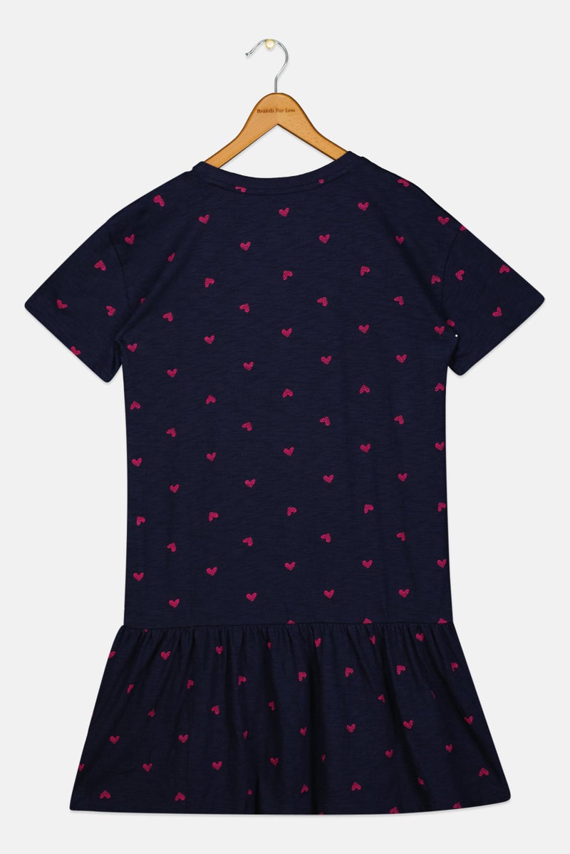 GAP Kids Girl Allover Print Dress Shirt, Navy - Image 2