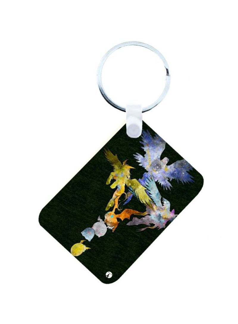 Anime Digimon Printed Keychain Green/Purple/Orange