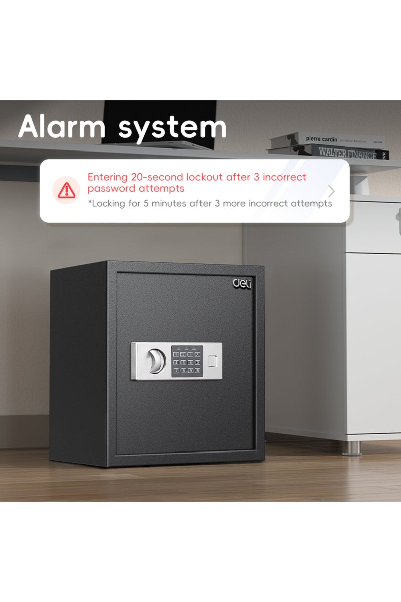 Deli Electronic Digital  Safe Box, (40x35x33cm), Steel Security Safe with Digital Lock, 10.6kg ET524 Black - Image 3