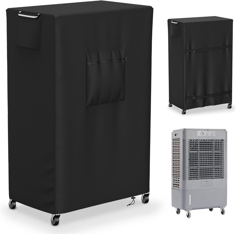 STARTWO Evaporative Cooler Cover for Hessaire MC37M/MC37V 3100CFM,Outdoor Heavy Duty Waterproof Swamp Cooler Covers for AC Unit Protection,25" L x 18" W x 37" H,Black - Image 1