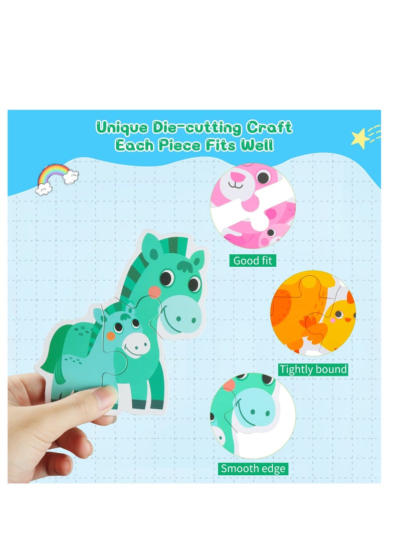 SYOSI 6 Packs Parent-Child Themed Wooden Jigsaw Puzzles for Toddlers Ages 1-3, Level-Up Puzzles for Beginner, Montessori Learning Toys Preschool Family Activity for Kids Ages 2-5  - Image 3