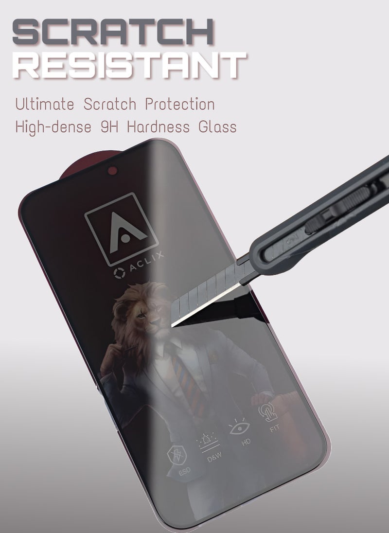 ACLIX Antistatic ESD Dustof Premium Quality High Definition Anti-Spy Privacy Tempered Glass Screen tector Designed For  iPhone 15 - Image 5