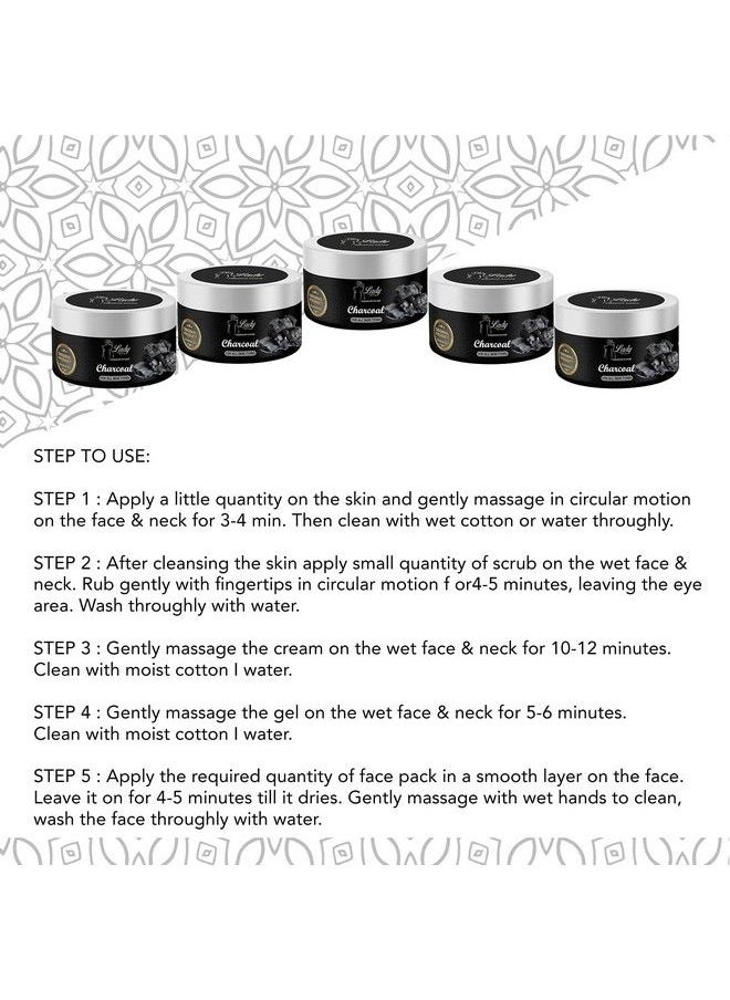professional feel Blue Lady Professional Black Charcoal Facial Kit For Women & Men Beauty Parlour Facial Kit [Set Of 5] 275 G  - Image 5