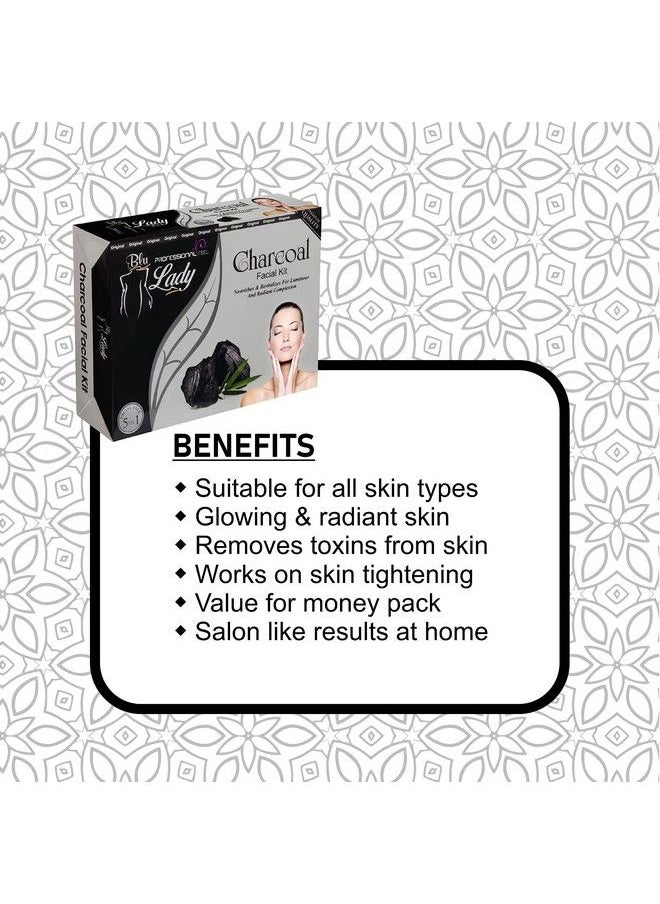 professional feel Blue Lady Professional Black Charcoal Facial Kit For Women & Men Beauty Parlour Facial Kit [Set Of 5] 275 G  - Image 3
