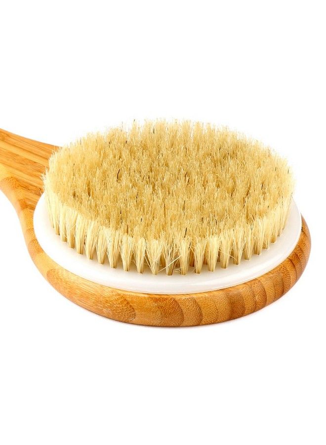 H&S Long Handled Back Brush For Skin Exfoliating With Natural Bristles Back Body Brush For Dry Brushing And Scrubber For Shower Bamboo Wood Back Brush Men & Women - Image 3