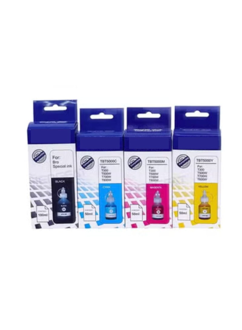 Terabyte حبر BT6000 BT5000 لخزان حبر Brother 4 ألوان (أسود، أزرق، أرجواني، أصفر) إعادة تعبئة لطابعات DCP - T300 T500W T700W T310 T510W T710W MFC - T800W T810W T910W T4500DW - Image 1