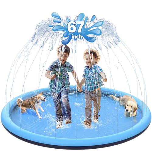 CACSPS 59 NonSlip Splash Pad for Kids and Dog Thicken Sprinkler Pool Summer Outdoor Water Toys Extra Large Backyard Wading Pool for Children Boys Girls or Pet Dog Blue - Image 1
