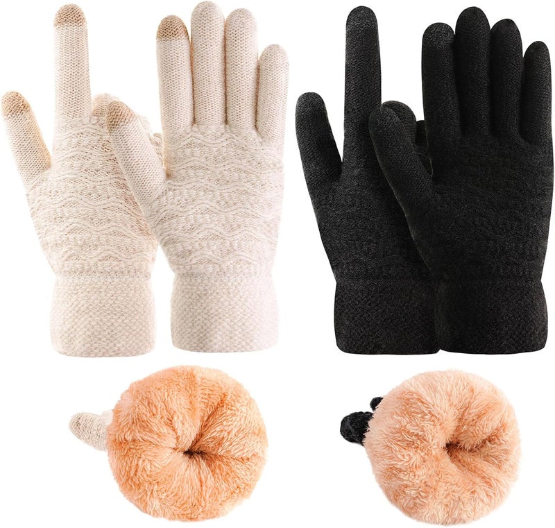 FENELY Women's Winter Warm Touch Screen Gloves Womens Thermal Cable Knit Wool Fleece Lined Glove for Cold Weather - Image 1